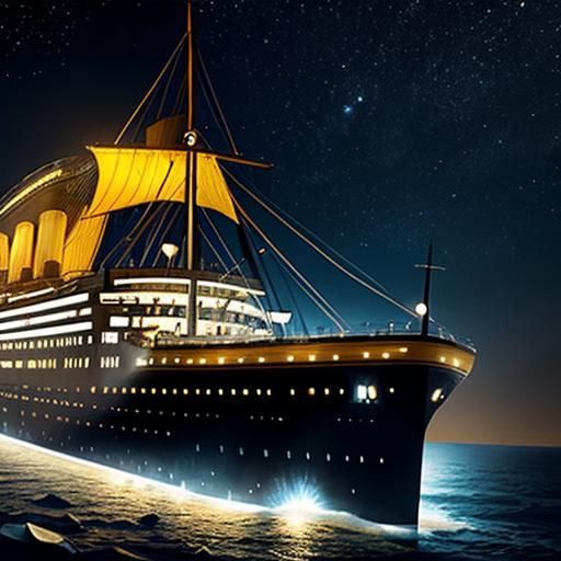 Titanic Iceberg Collision in a Fairy Painting Style