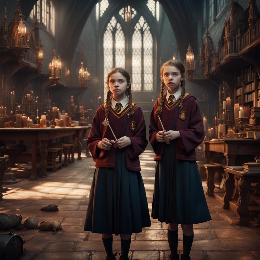 Girls at Harry Potter School: Detailed Matte Painting