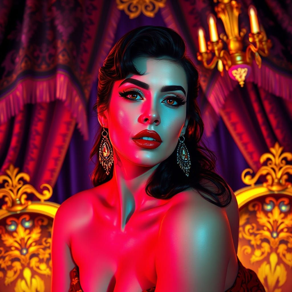 Glamorous British Singer in Baroque-Inspired Portrait