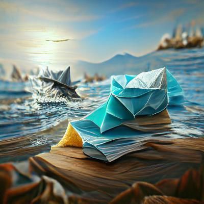 Detailed 3D Origami Seascape in 8K