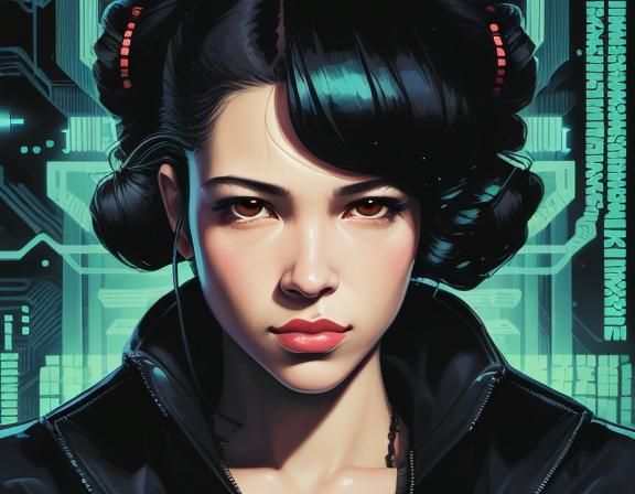 Hacker Portrait in Bladerunner Style Illustration