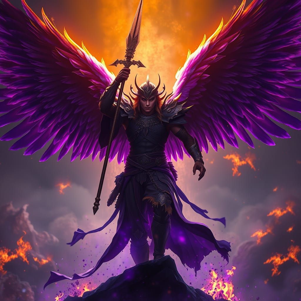 Dark Fantasy Warrior in Fiery Battle Cry