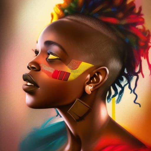 Detailed African Man Portrait with Protea Flowers