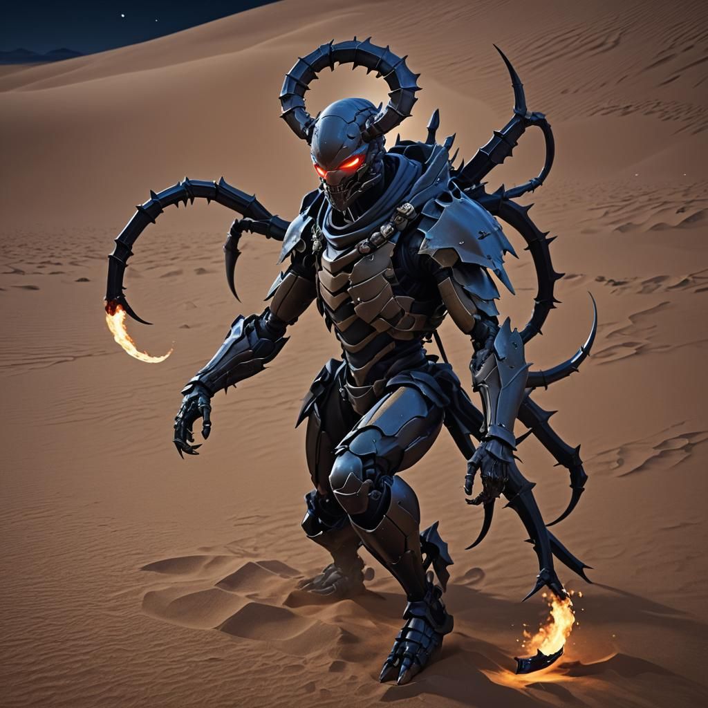 Desert Scorpion in Night: 3D Anime Art