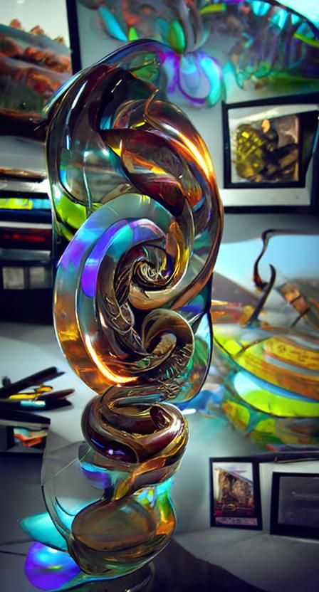 Deep 3D Volumetric Swirl of Copper and Glass