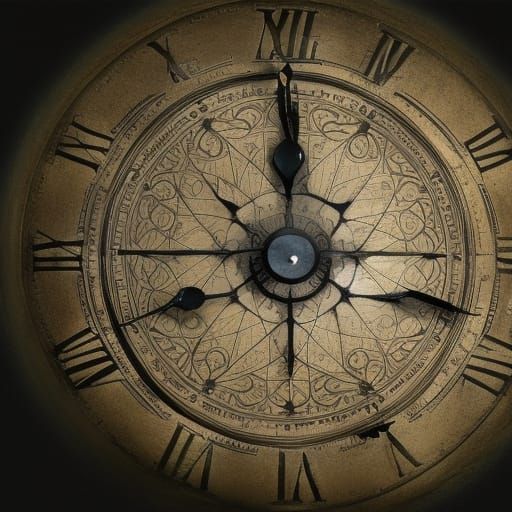 Detailed Clock Matte Painting in Deep Color