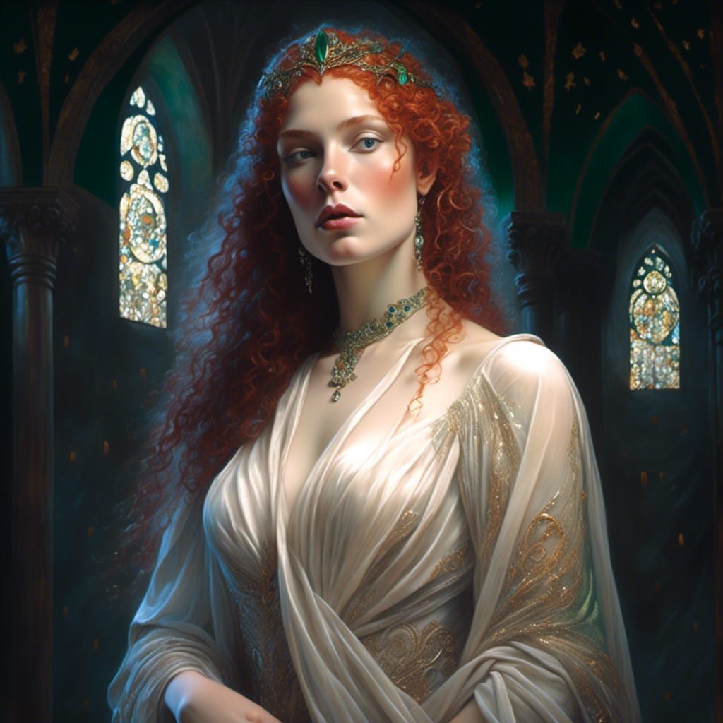 Goddess with Horns in Hyperrealistic Digital Art