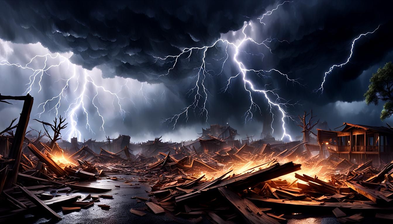 Raging Thunderstorm Unleashes Fury in Dark Fantasy Art