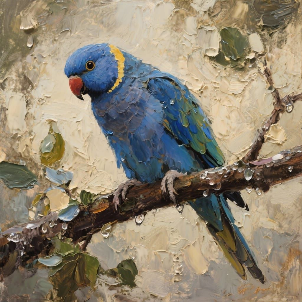 A blue ring-necked parakeet