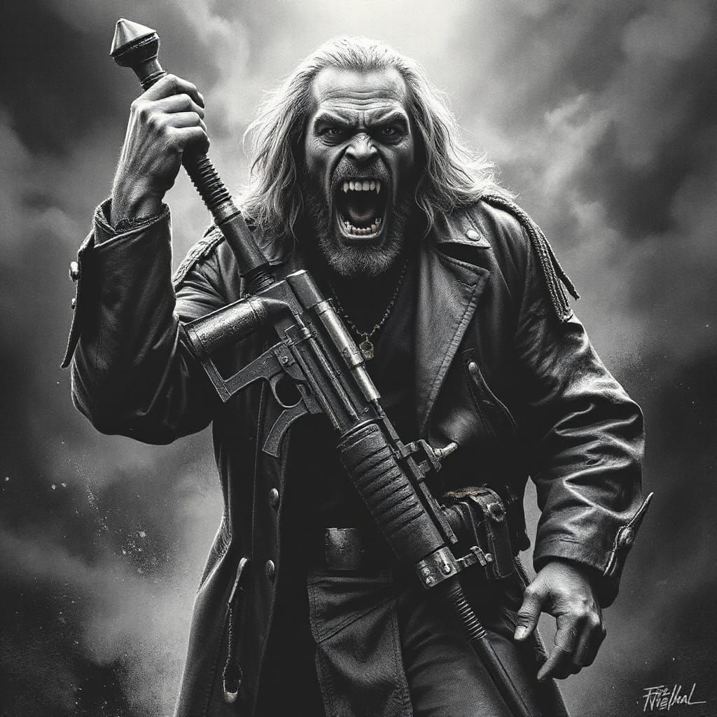 Neanderthal Warrior in Full Metal Armor