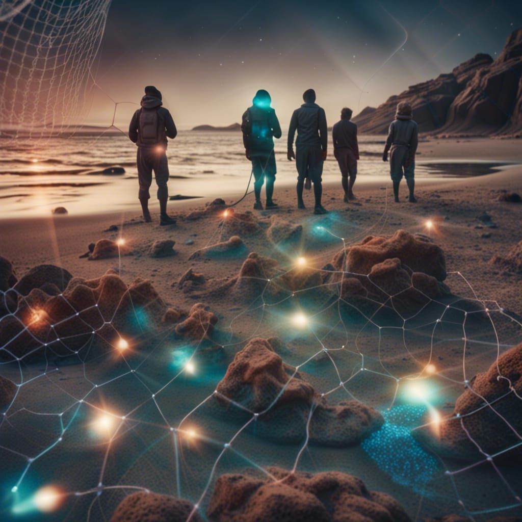 Martian Beach Scene with Galaxy, Polaroid Photo