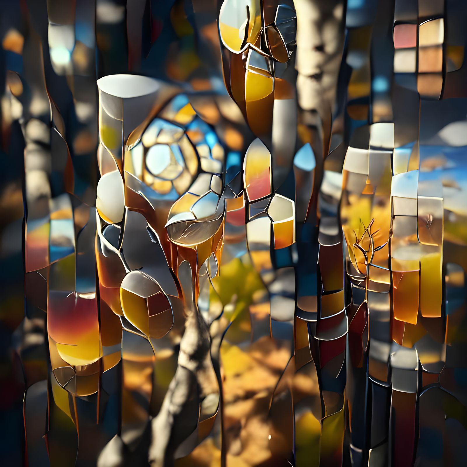 Pando Aspen Grove Mosaic with Wild Horses