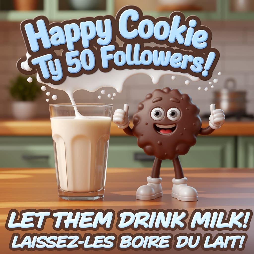 Milk Splash Cookie Celebration in Cartoon Style