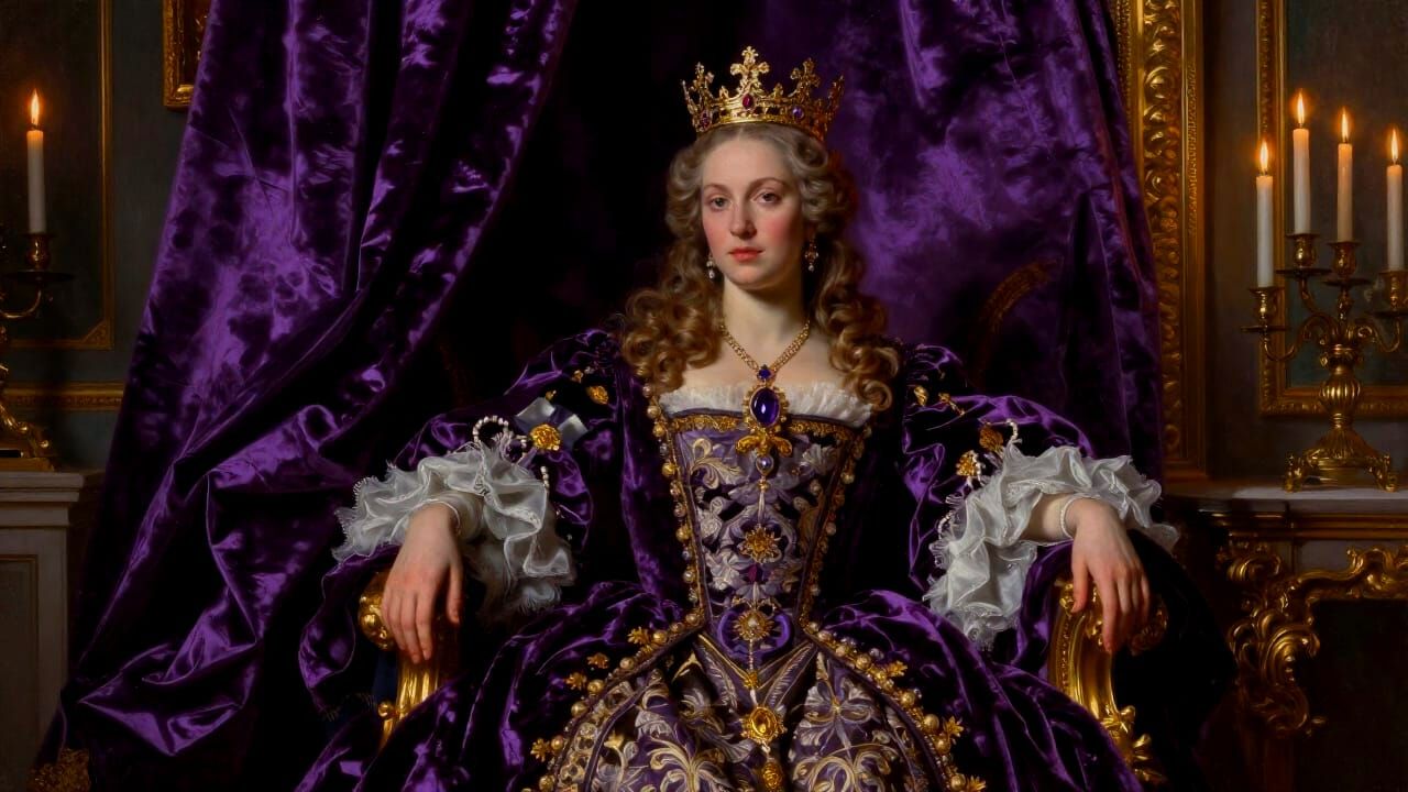 Baroque Royal Portrait with Violet Opulence
