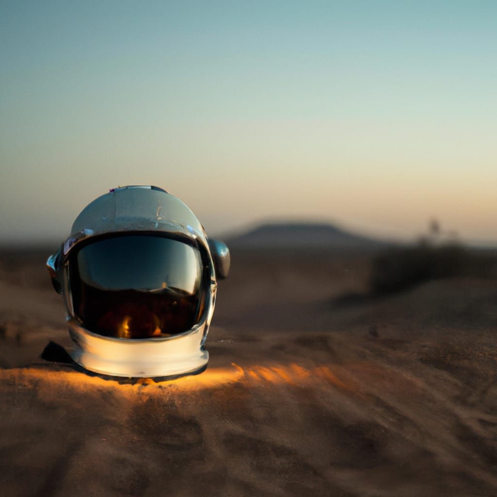 Astronaut Helmet in Desert Night: Professional Photography