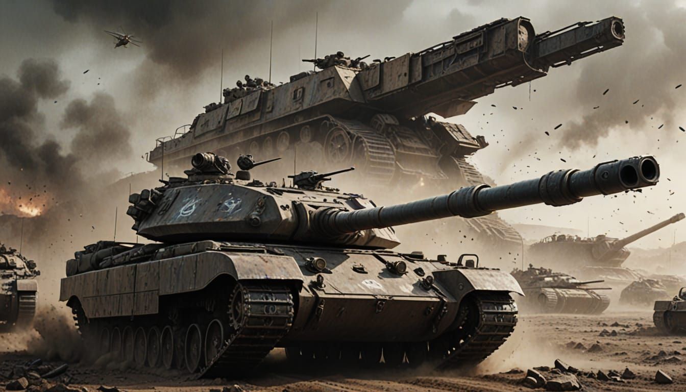 Epic War Tanks on Desolate Battlefield