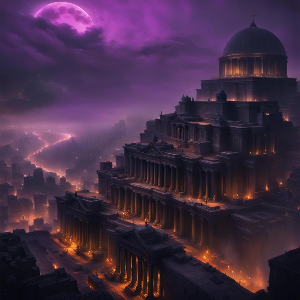 Eerie City in Greek Underworld Concept Art