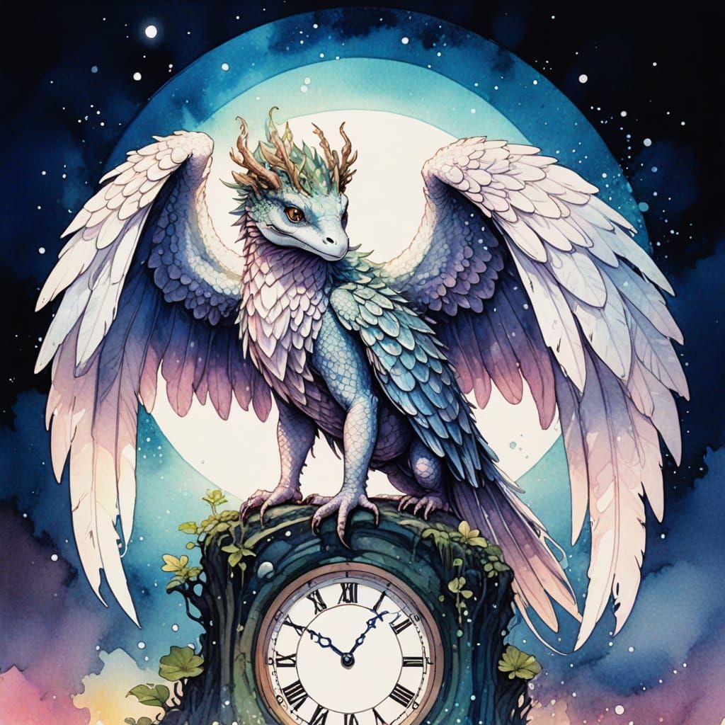 Ethereal Swamp Deity in Watercolor Manga Style