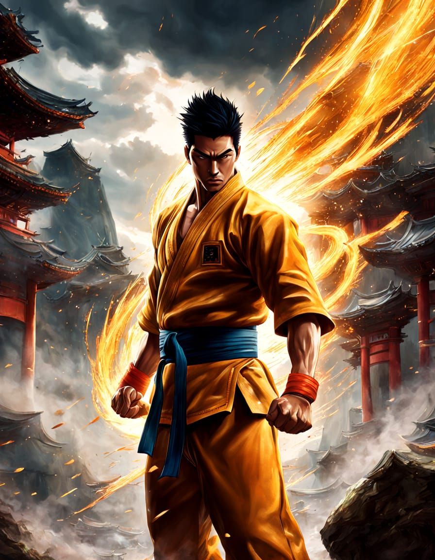 Dynamic Karateka Unleashes Energy: Anime-Inspired Concept Ar...