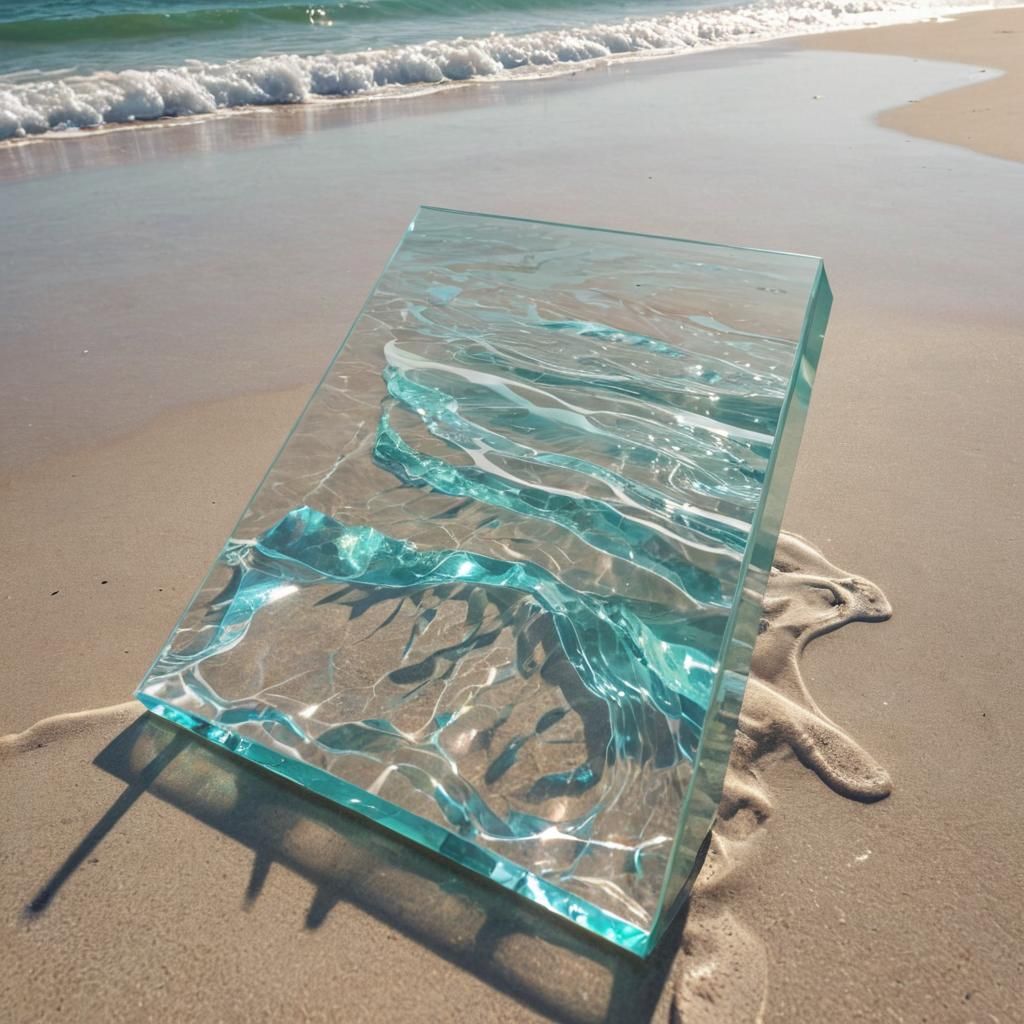 Surreal 3D Anime Art of a Shimmering Glass Traktor at Sunset