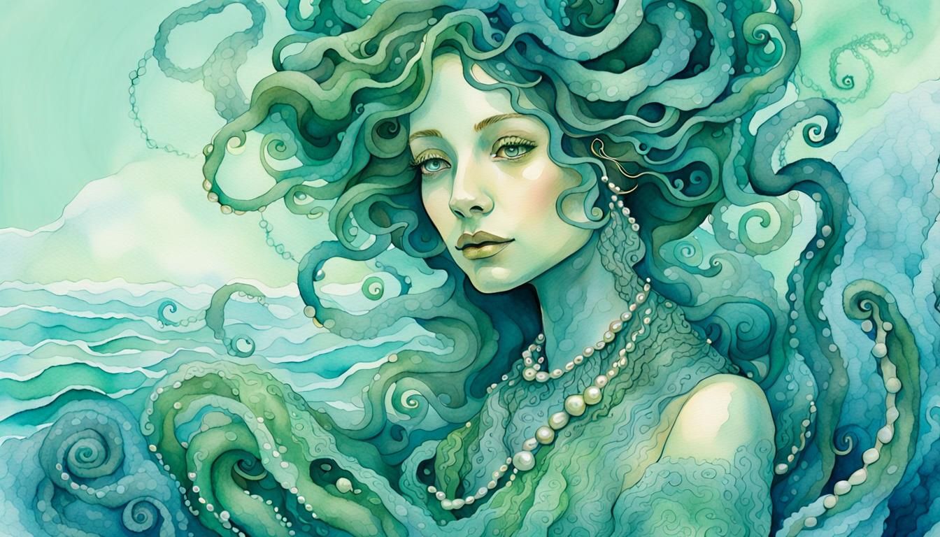 Octopus Woman: Fantasy Watercolor Portrait