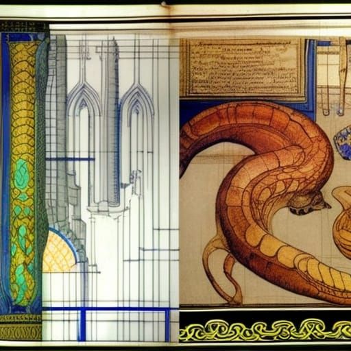 Gorynych Serpent: Technical Blueprints in Old Master Style