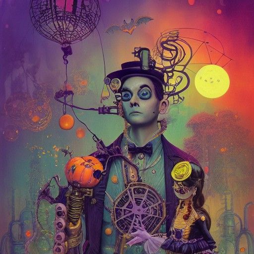 Steampunk Halloween Bubble Bath: A Digital Masterpiece