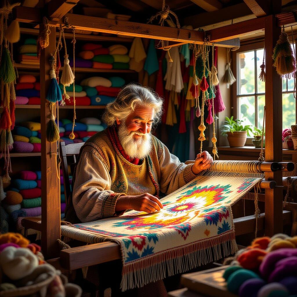 Magical Weaver Creates Glowing Tapestries of Joy
