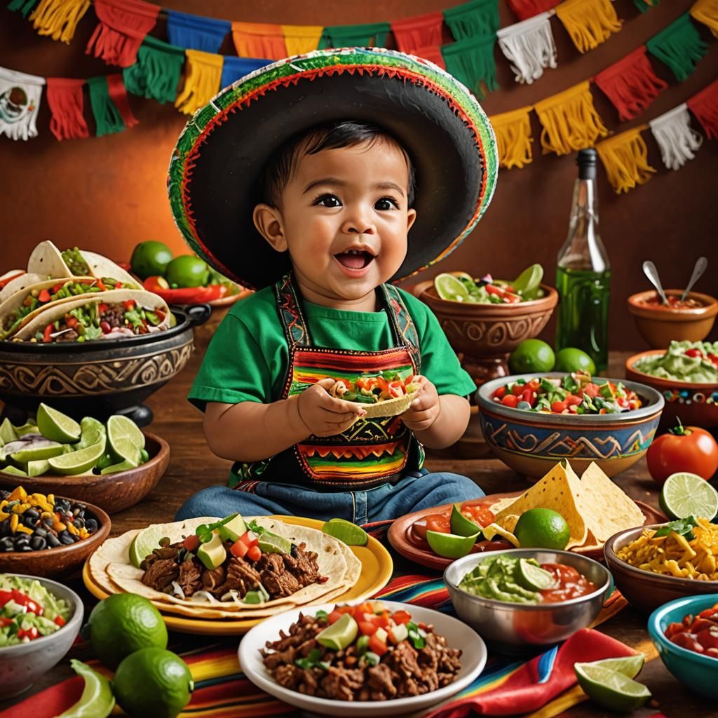 Cinco de Mayo Celebration with Cute Mexican Baby