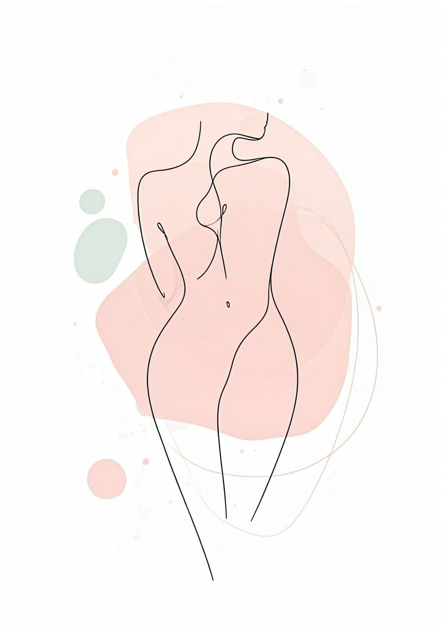 Minimalist Line Art Portrait of a Woman in Japandi Style
