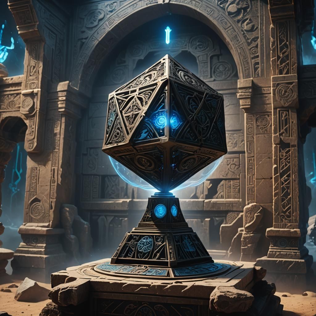 Black Jedi Holocron with Blue Kyber Crystal