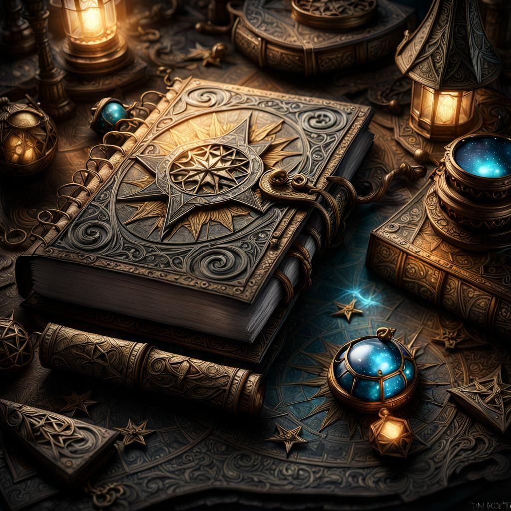Magical Wizard's Table with Intricate Details