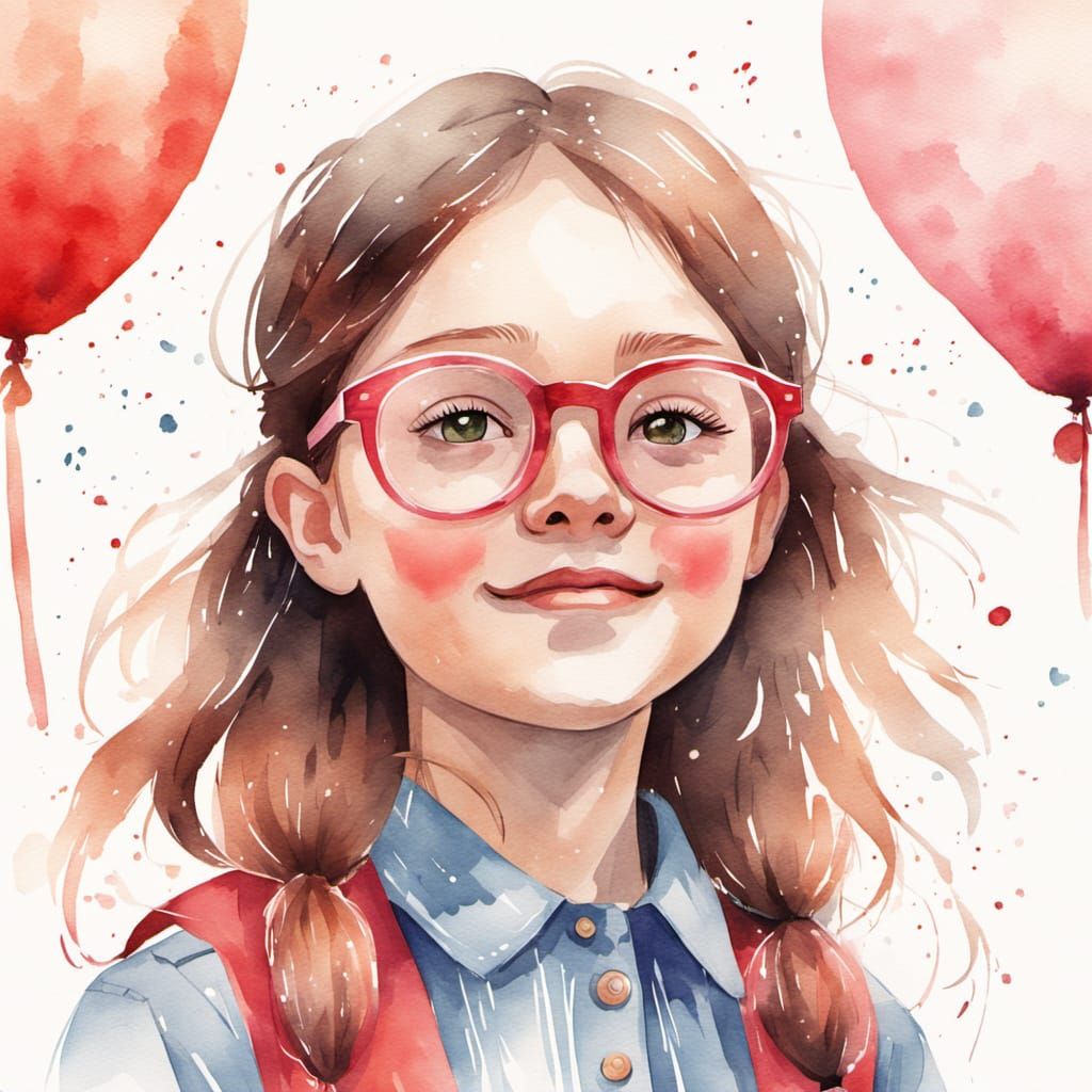 Whimsical Girl at a Vibrant Children's Party in Pastel Hues