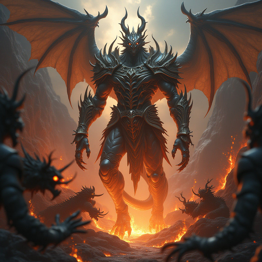 Armored Dragon-Scorpion Hybrid Descends into Hell