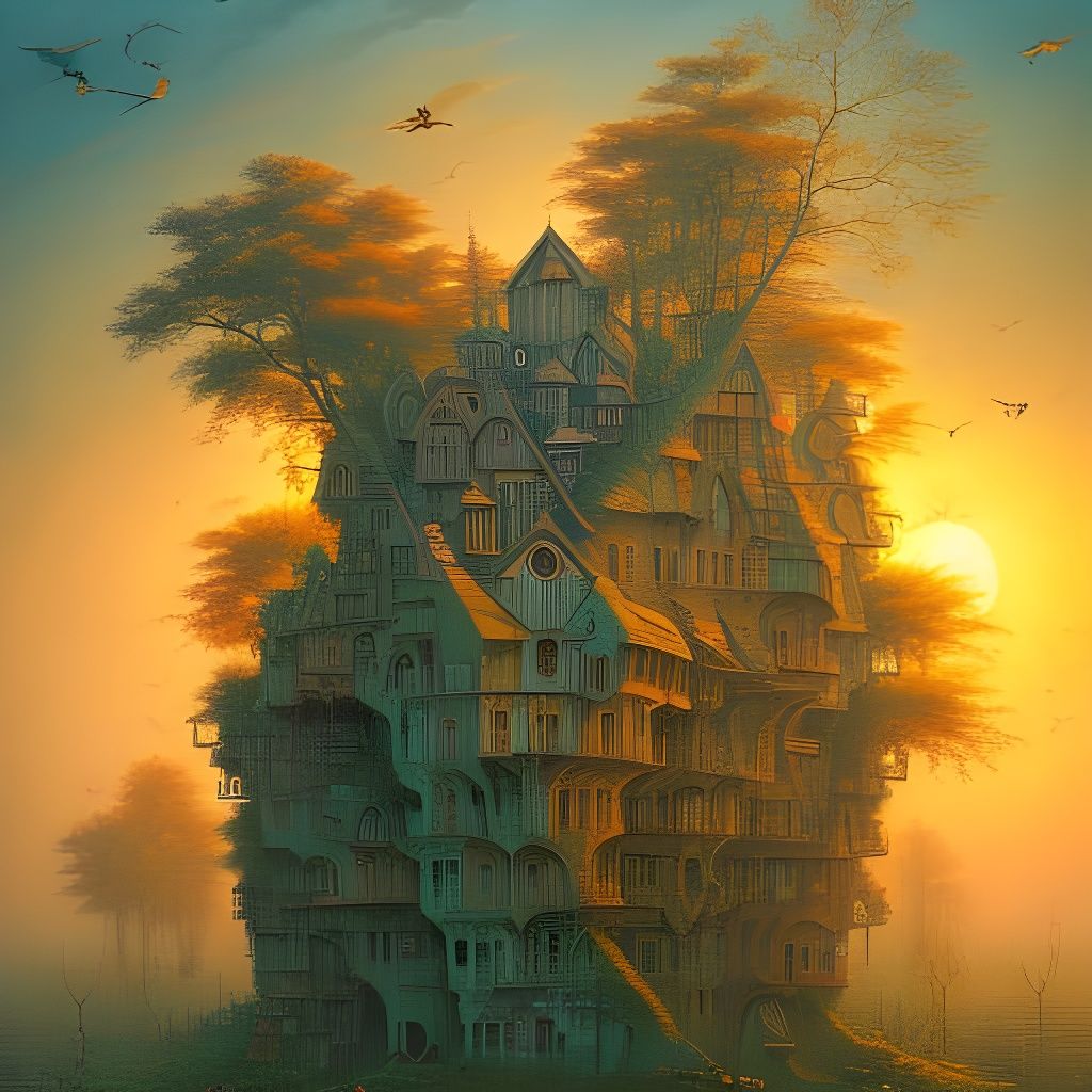 Foggy Distant Vista in Surrealist Style