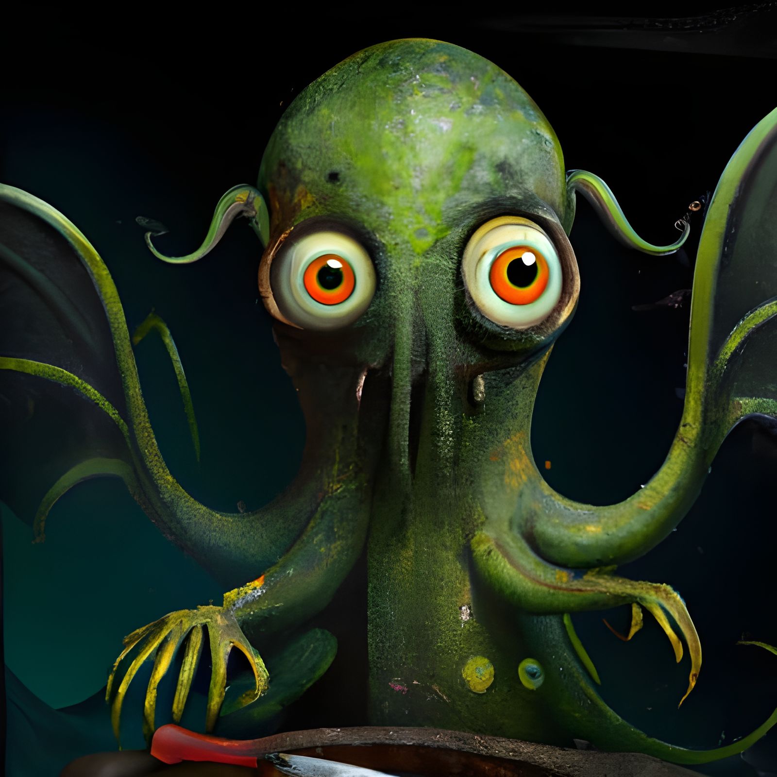 Cute Cthulhu Portrait with Tentacles and Wings