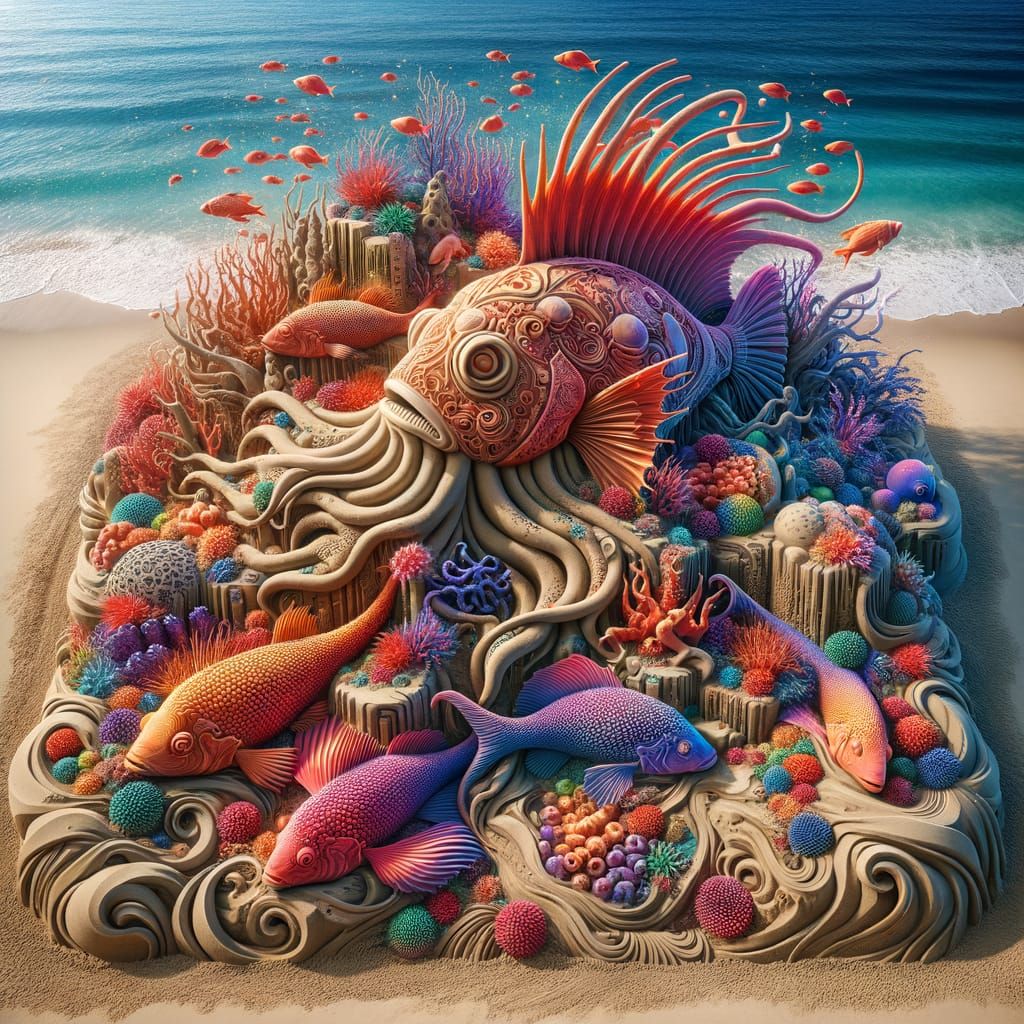 Surreal Sand Sculpture of a Coral Reef