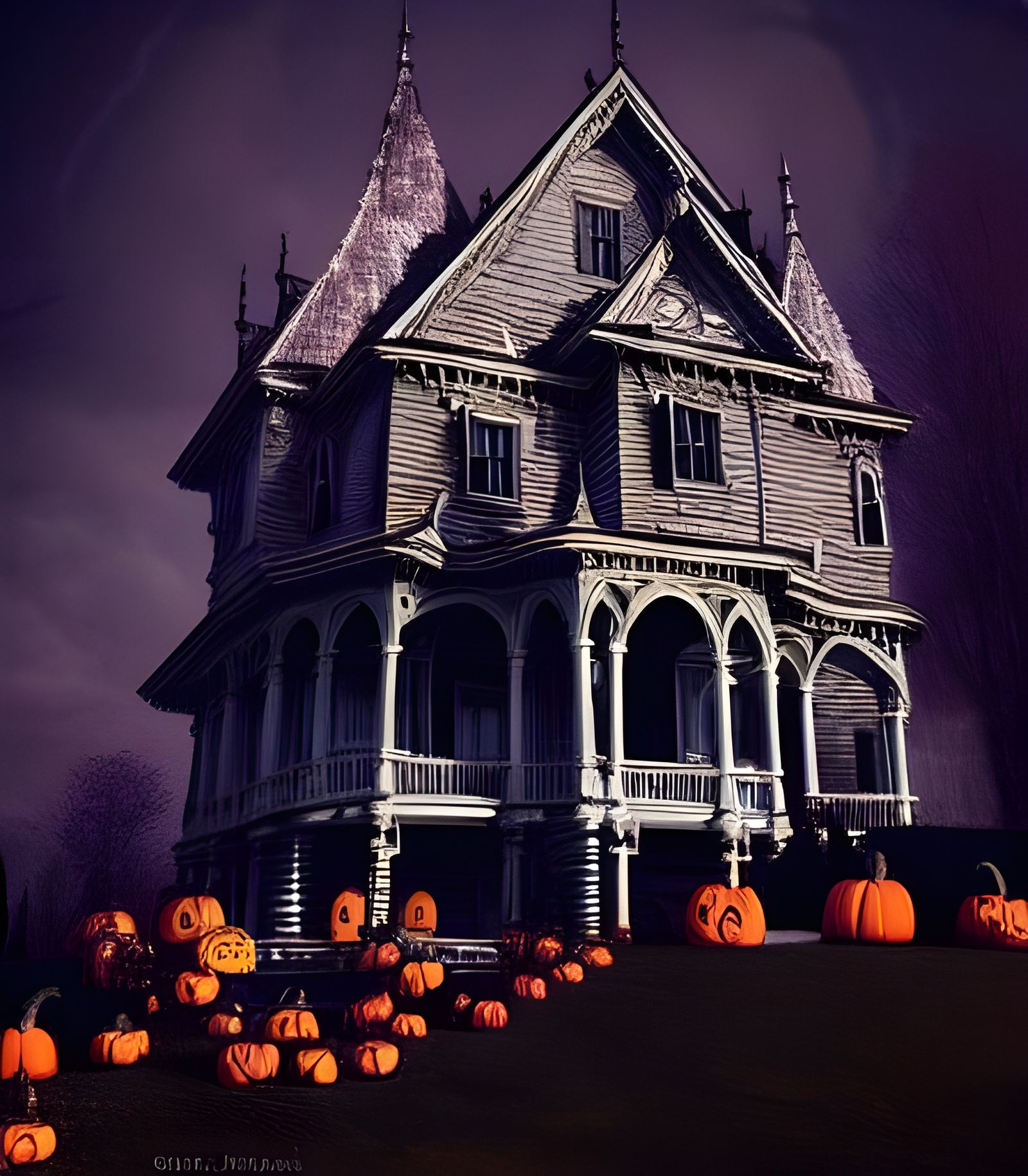 Epic Halloween House in Hyperrealistic Style