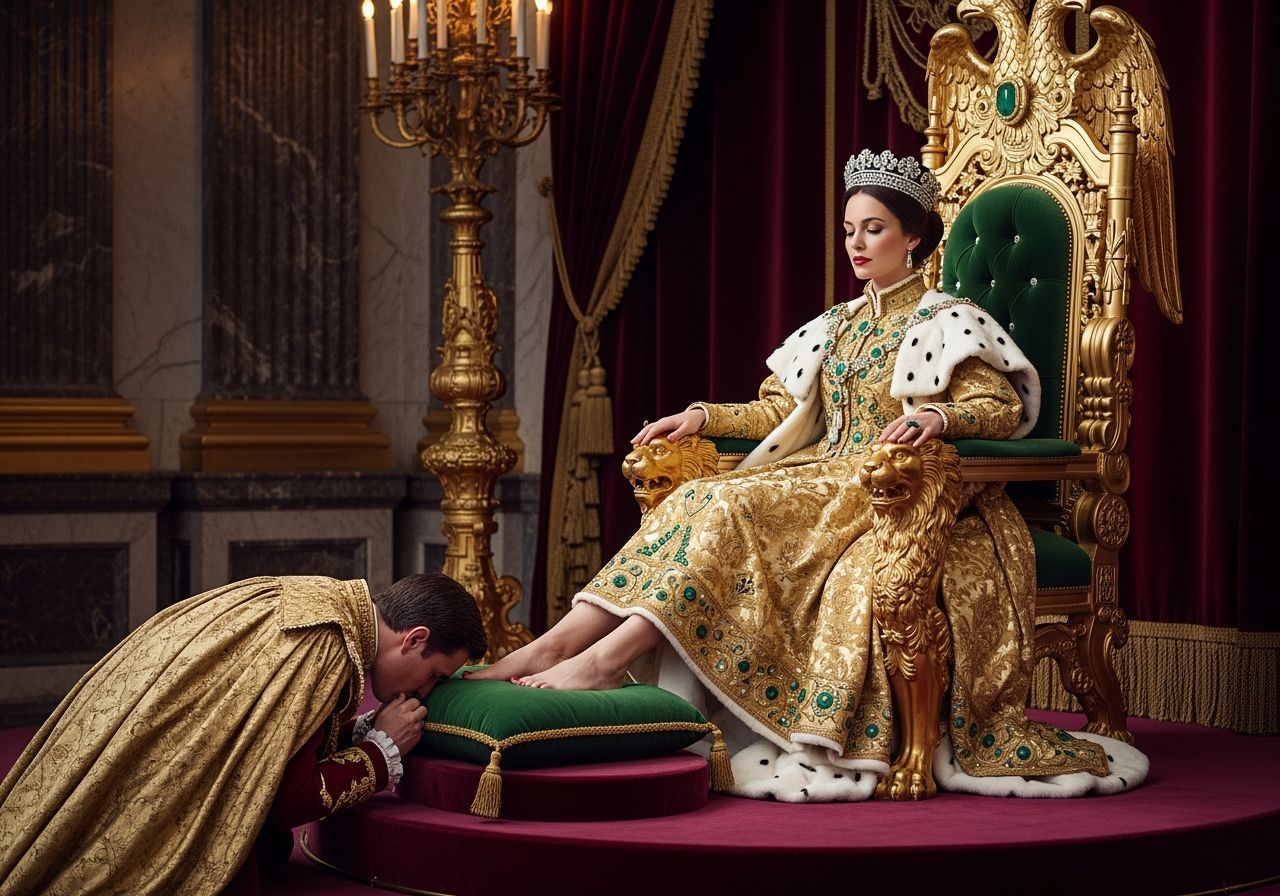 French Empress on Extravagant Throne in Royal Palace