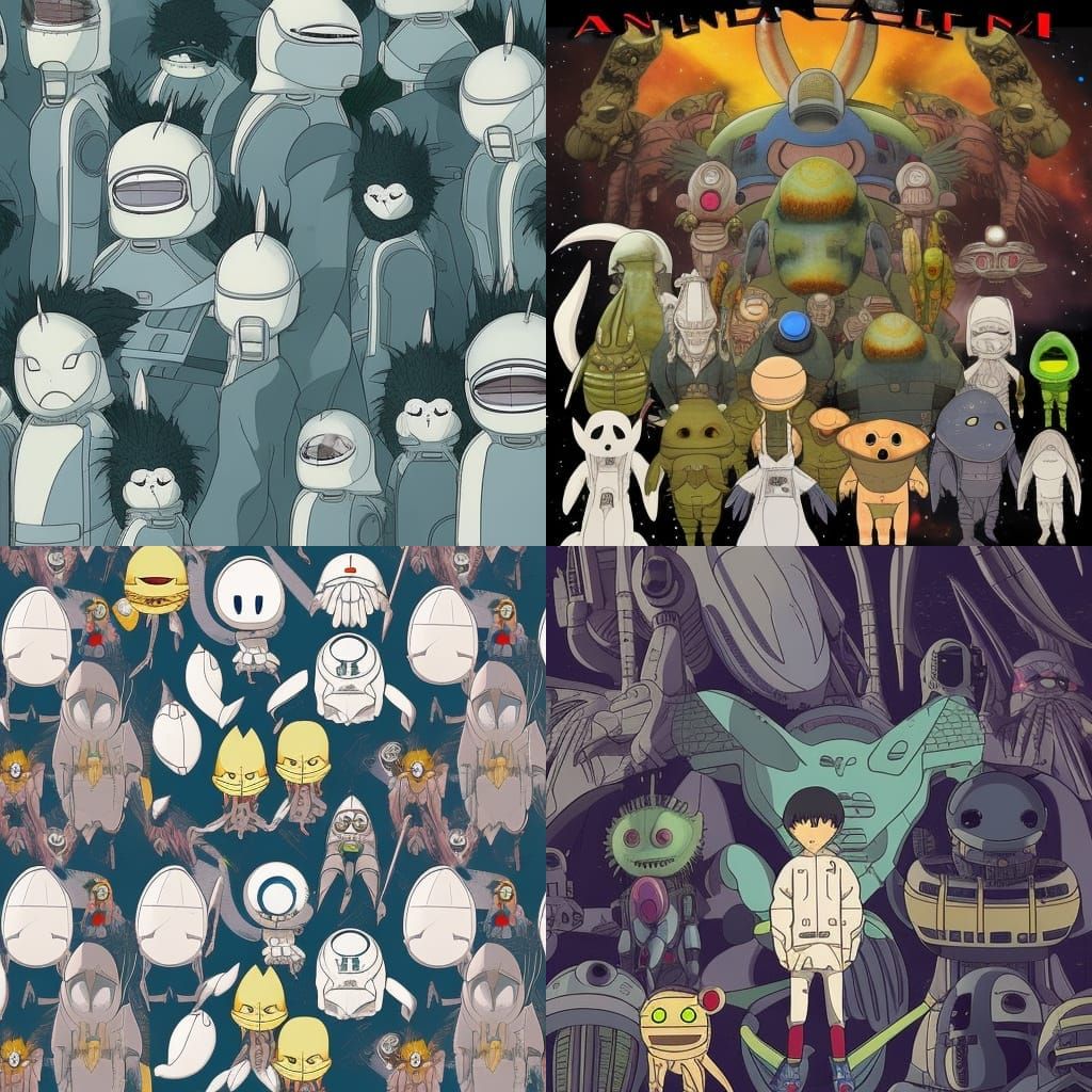 alien race multiple army Studio Ghibli galactic elaborate ominous