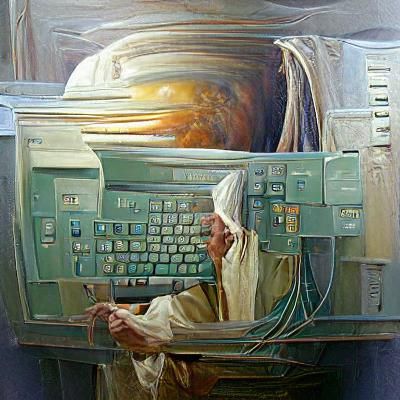 Abstract Computer Operating System as Oil Painting