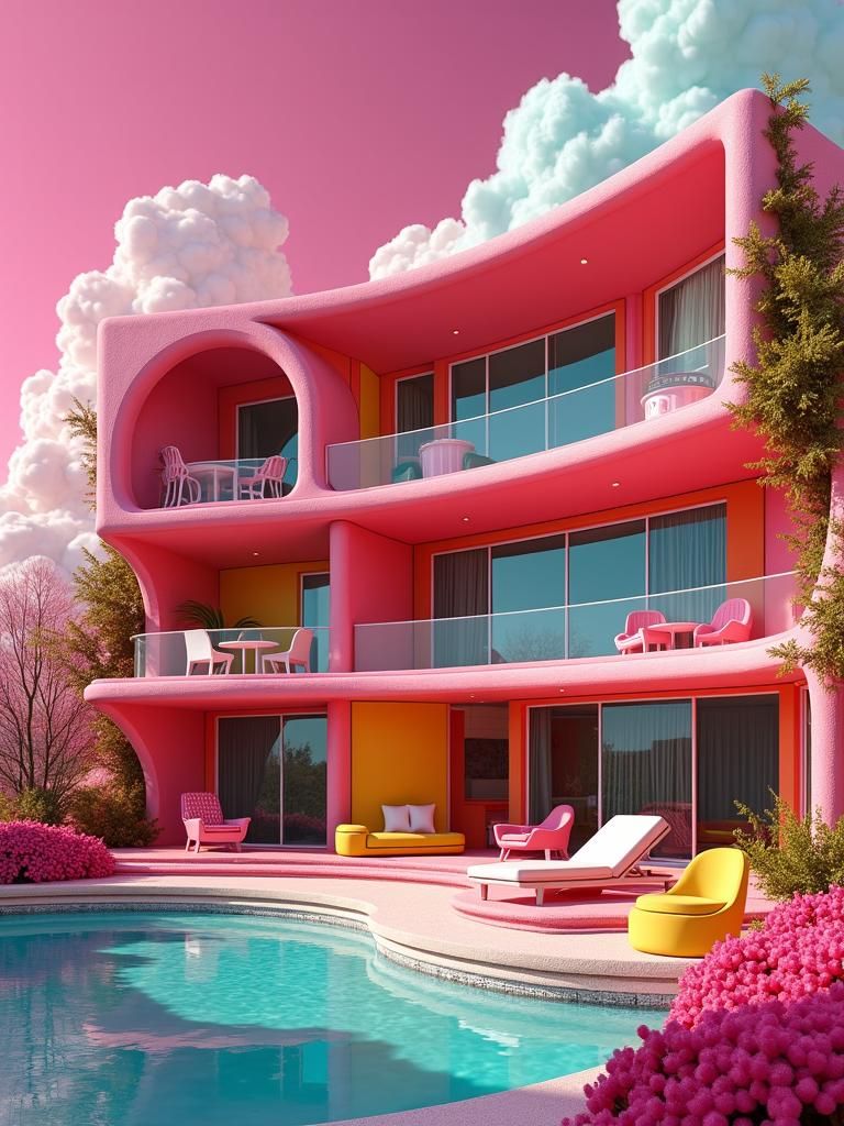 Barbie Dream House Interior in Mid-Century Modern Style