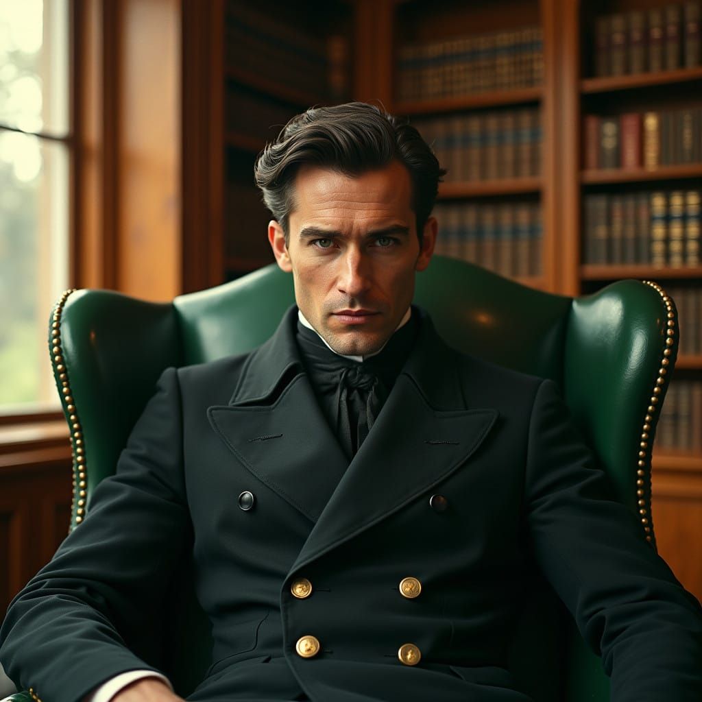 Enigmatic Victorian Spymaster in Elegant Study