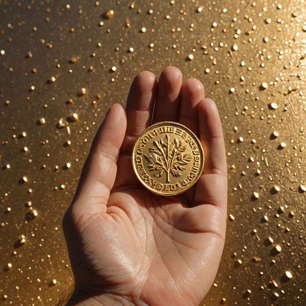 Golden Notecoin in Hand: Luxury Jewelry Photography