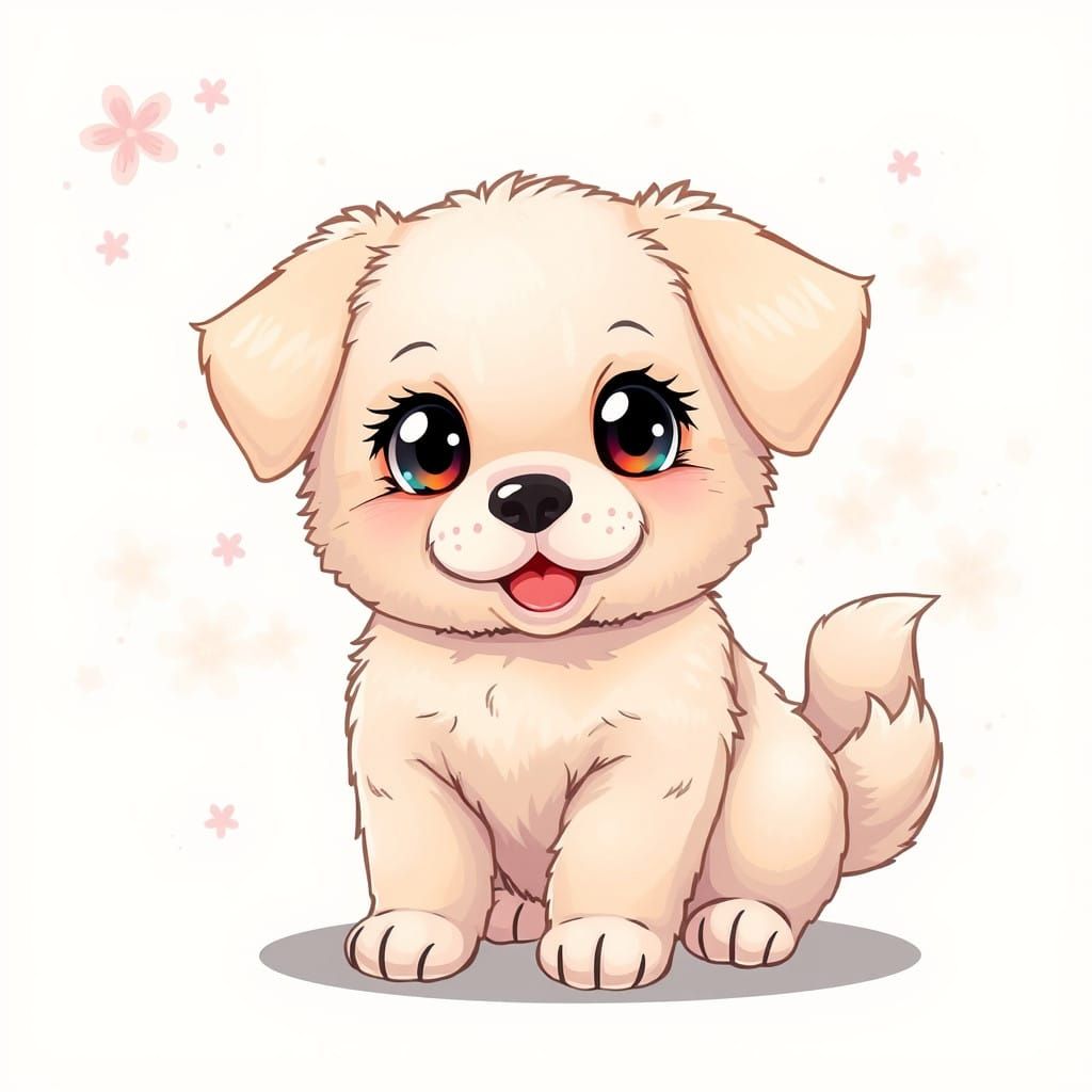 Pastel Puppy in Vibrant Anime Style