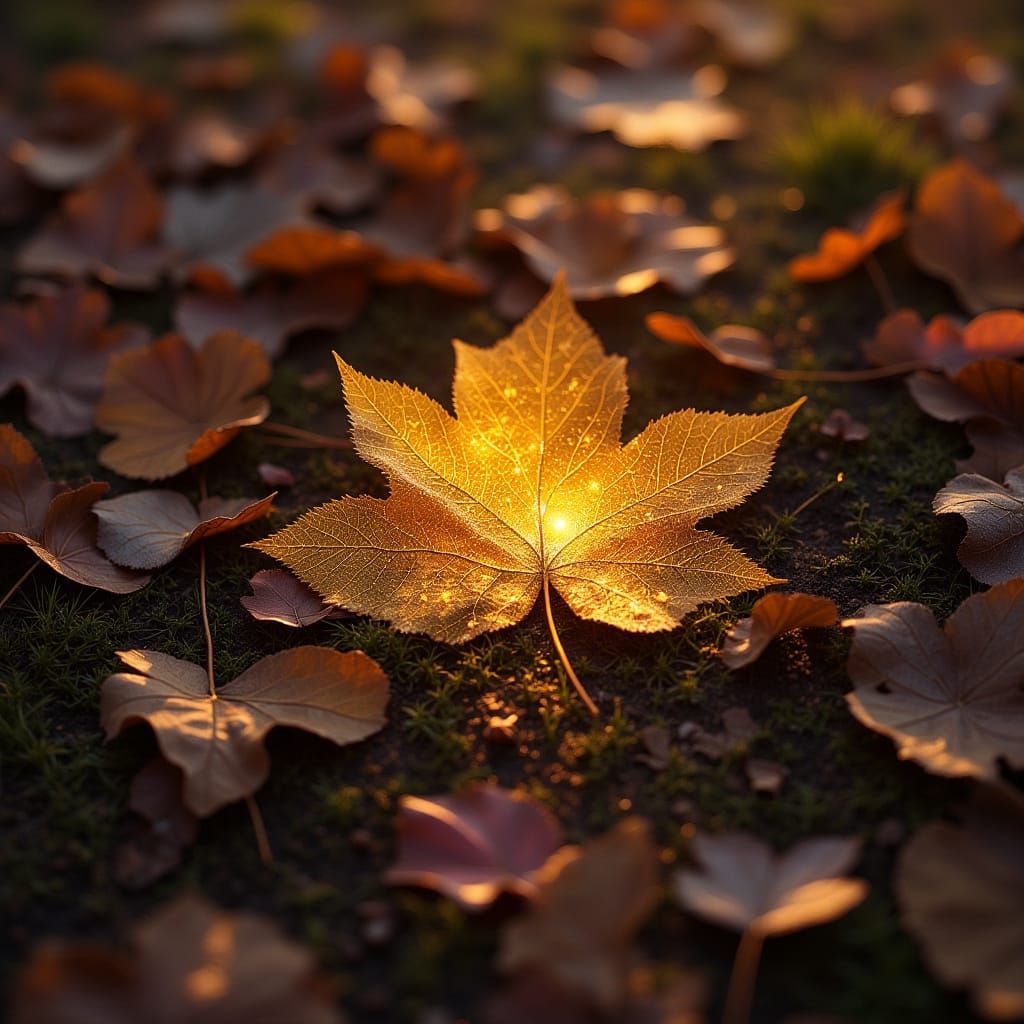 Ancient Coat of Arms Among Autumn Leaves