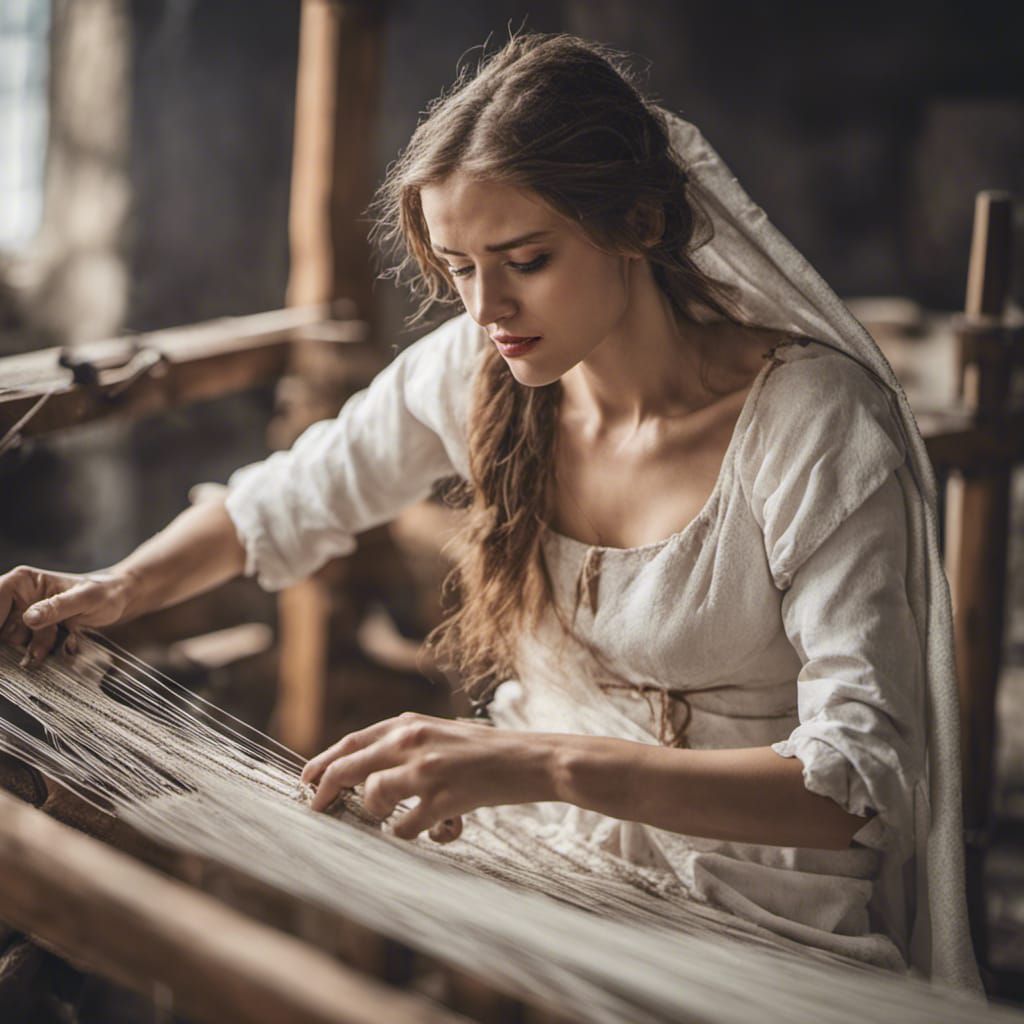 Medieval Woman Weaving Cloth, Professional Photography