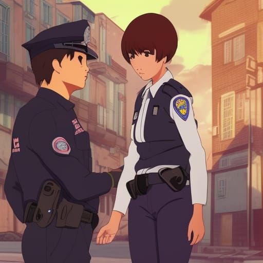 Anime Style Arrest Scene by Makoto Shinkai