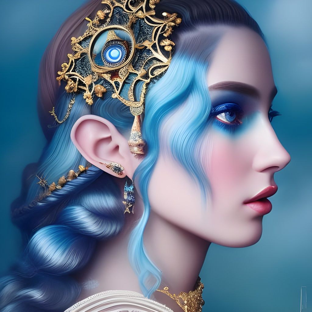 Translucent Elf Woman with Fractal Symmetry