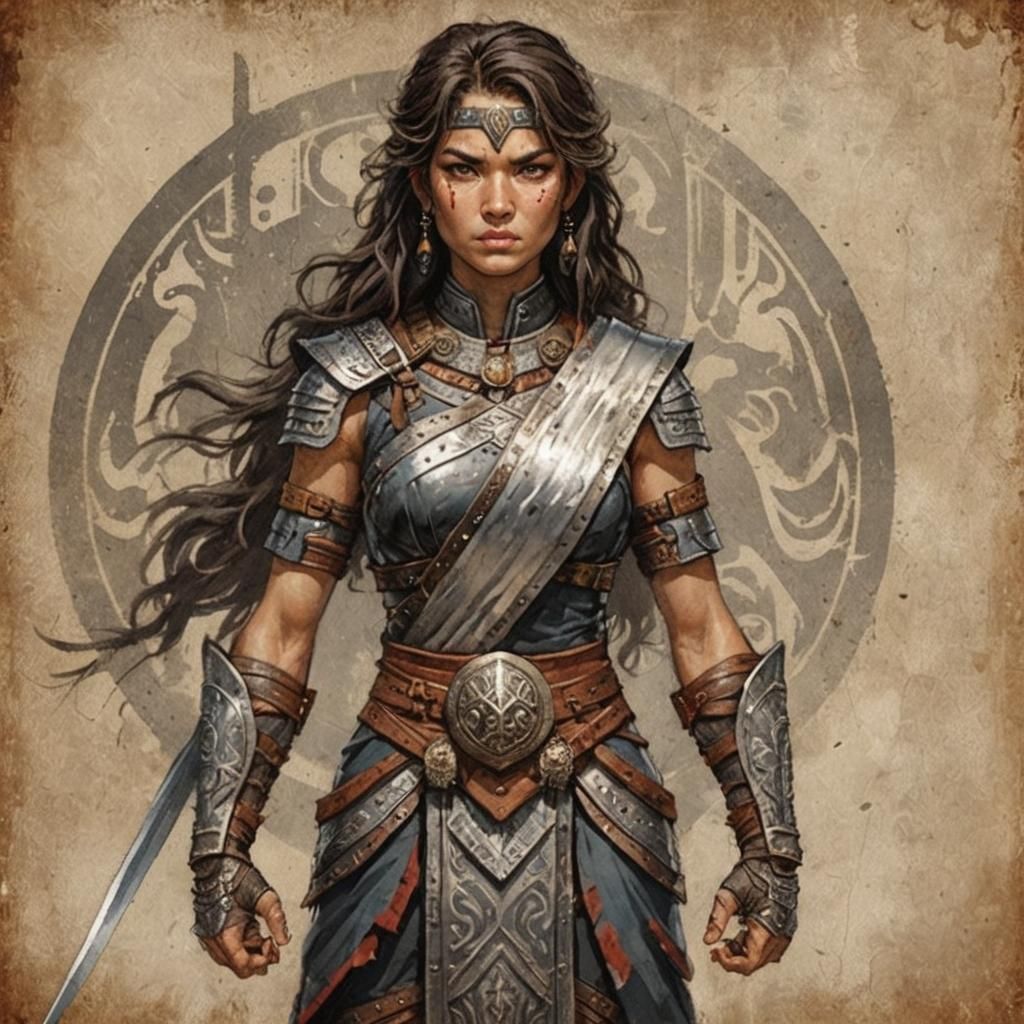 Powerful Female Warrior in Action